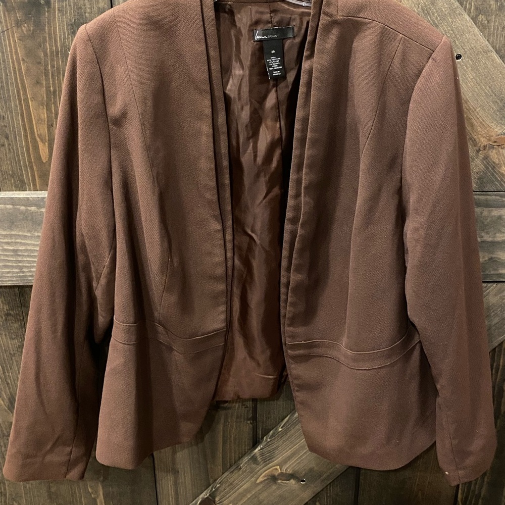 Lane Bryant Rich Brown Open Blazer